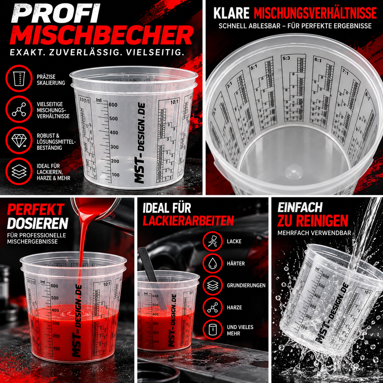 Lackmischbecher - Messbecher - Mischbecher 0,75 L - 750 ml - 0,75 l - 200 Stück (Karton)