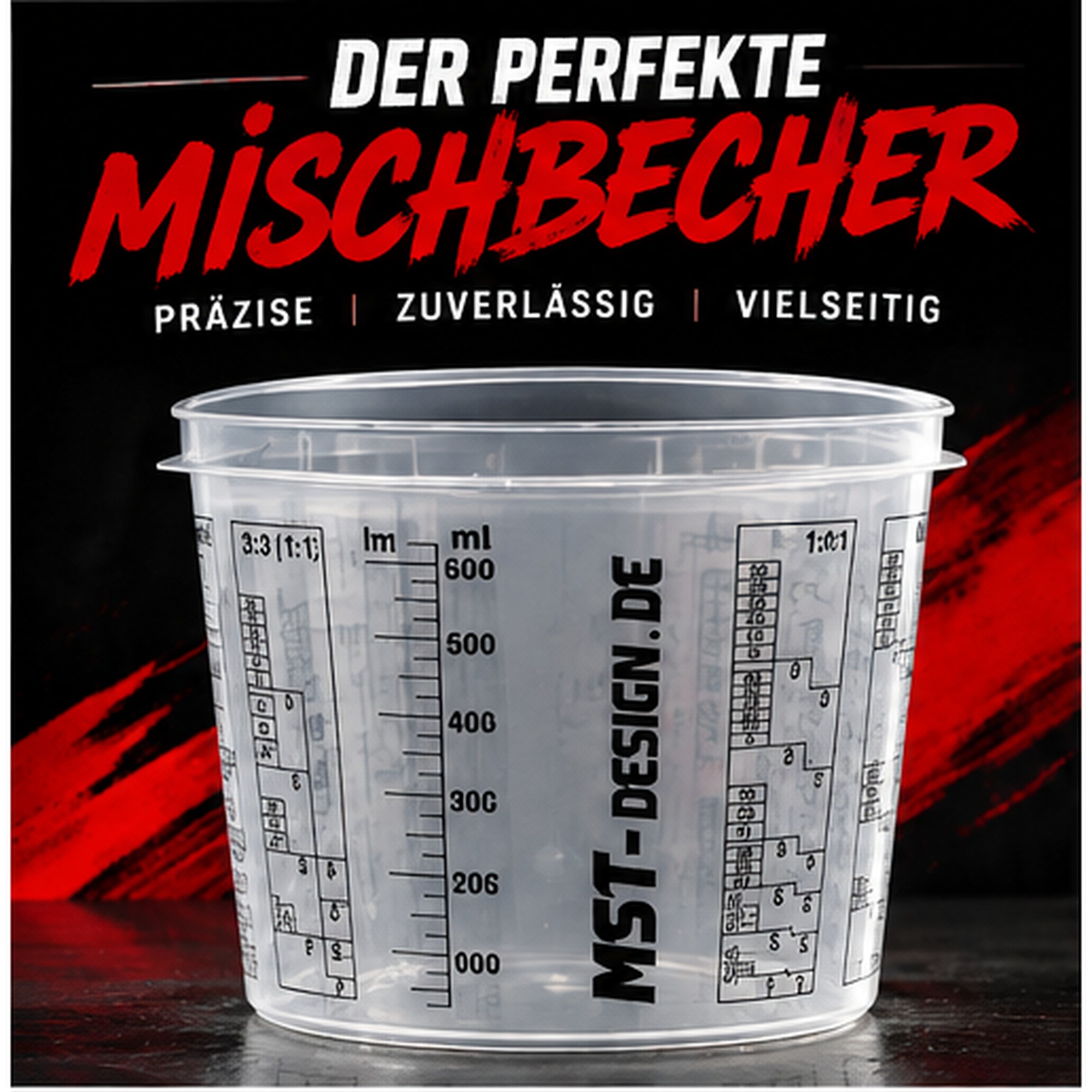 Lackmischbecher - Messbecher - Mischbecher 0,75 L - 750 ml - 0,75 l - 200 Stück (Karton)