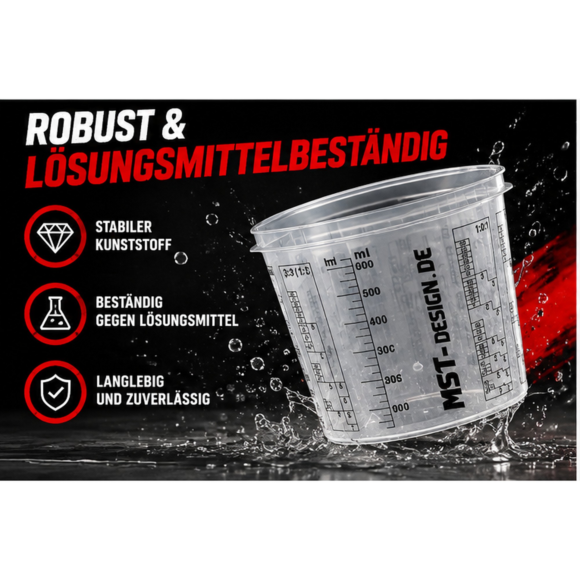 Lackmischbecher - Messbecher - Mischbecher 0,75 L - 750 ml - 0,75 l - 200 Stück (Karton)