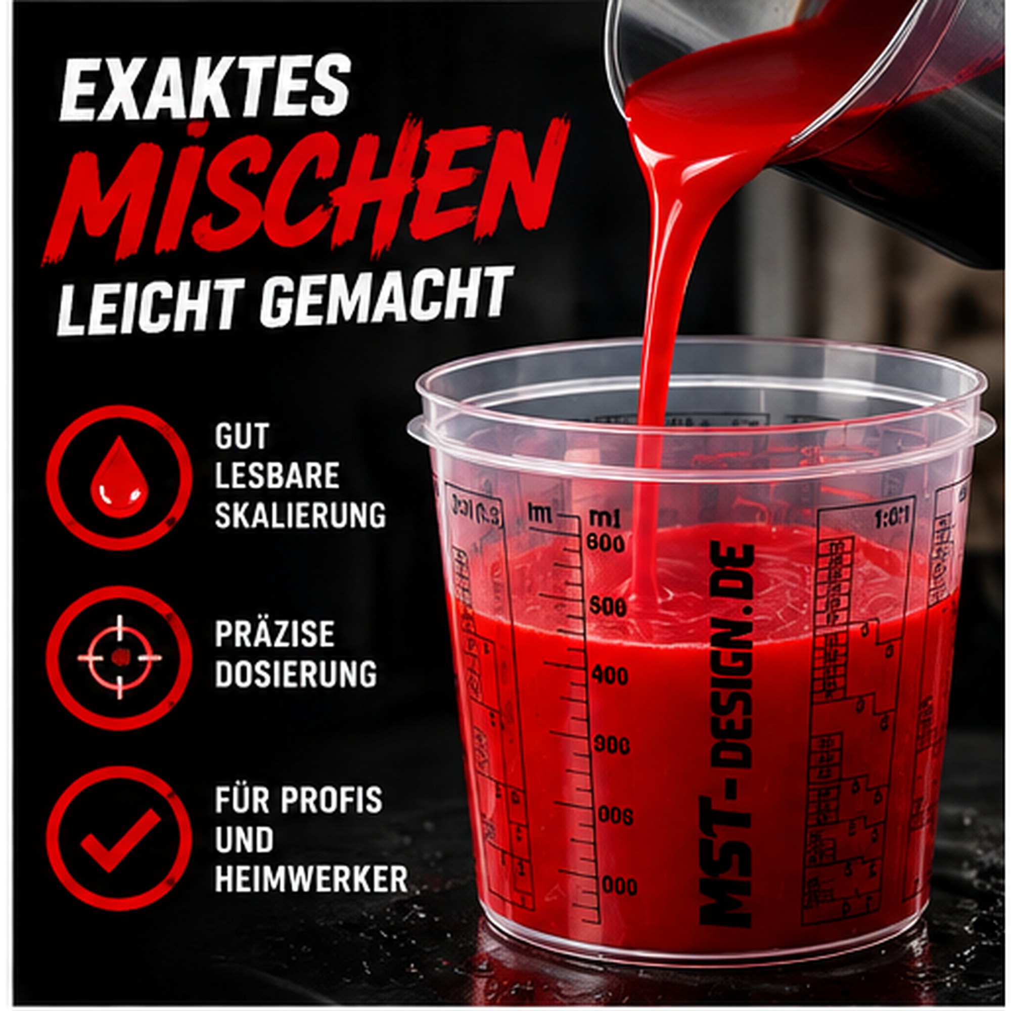 Lackmischbecher - Messbecher - Mischbecher 0,75 L - 750 ml - 0,75 l - 200 Stück (Karton)