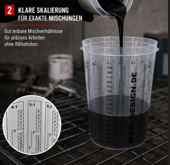 Lackmischbecher - Messbecher - Mischbecher 2,3 L - 2300 ml