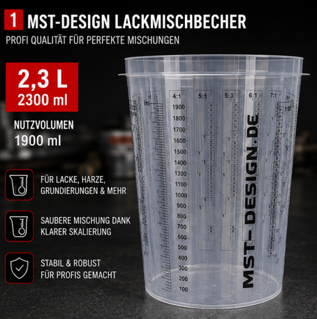 Lackmischbecher - Messbecher - Mischbecher 2,3 L - 2300 ml