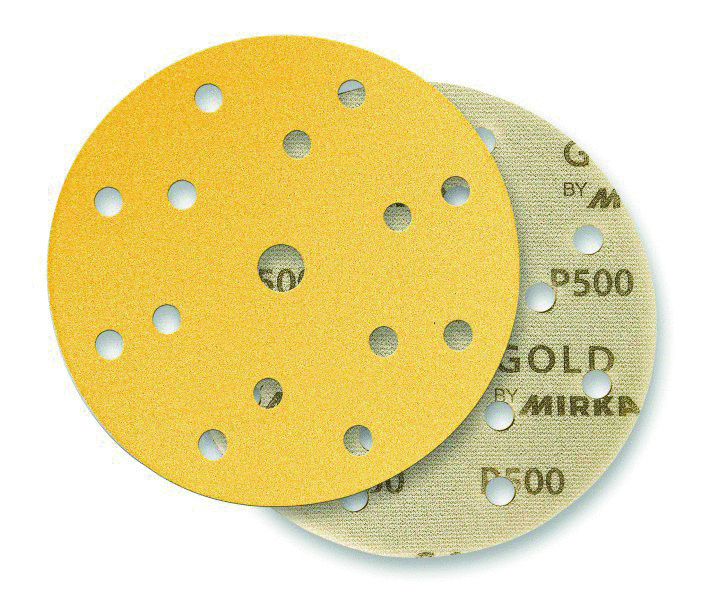 Gold Soft Klettscheiben150 mm 15 Loch von MirkaKörnung wählbar VE 20 je Körnung 